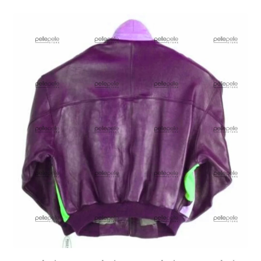 Purple Pelle Pelle Leather Bomber Jacket view 2
