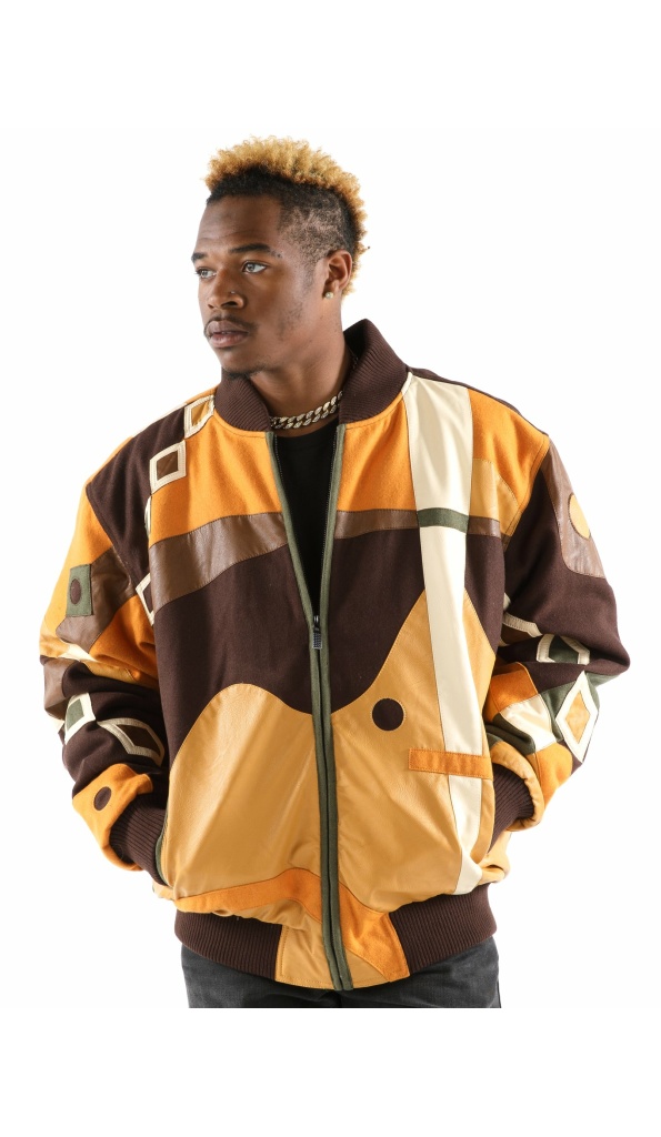 Bold Pelle Pelle Yellow Abstract Bomber Jacket