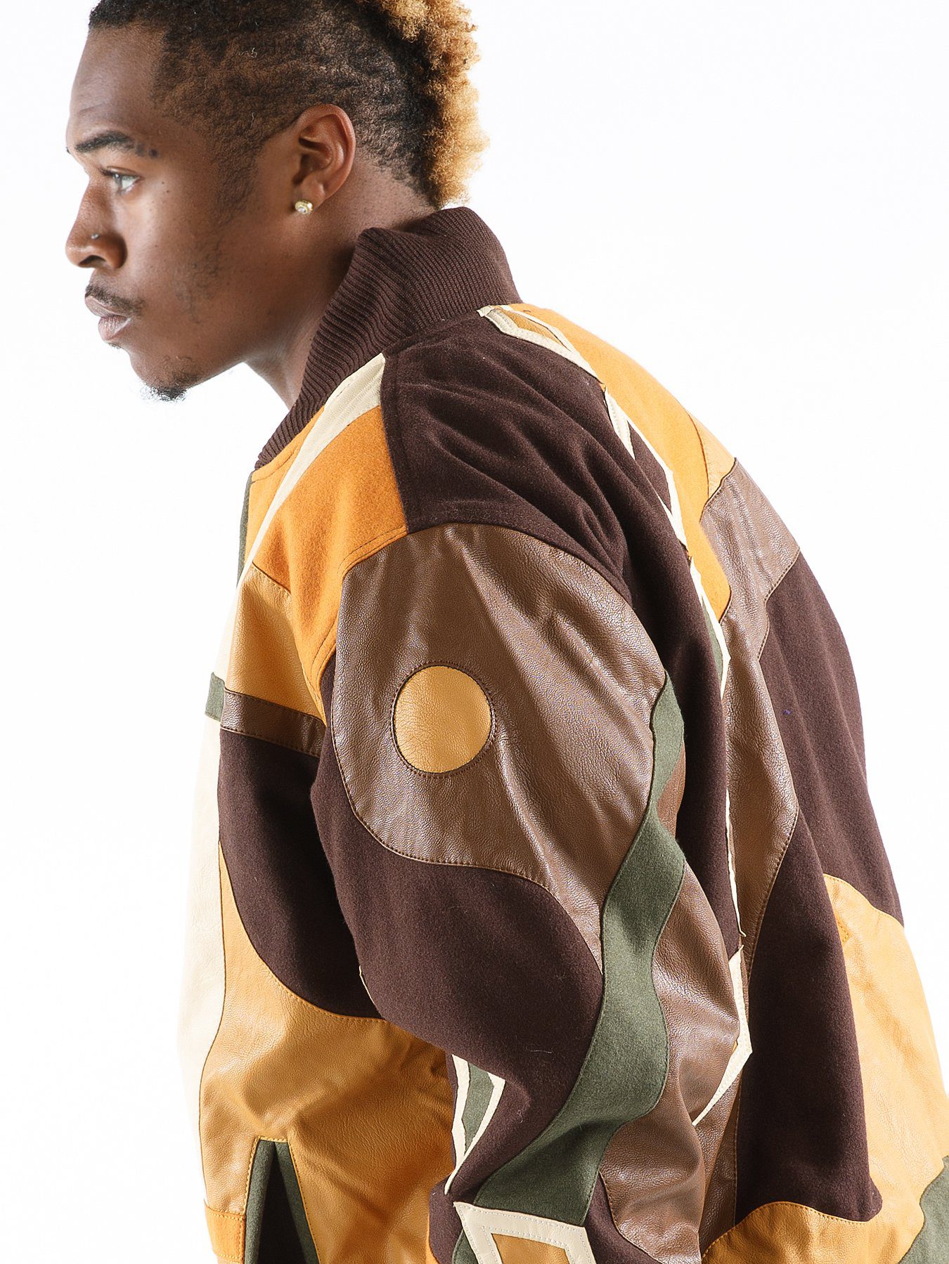 Pelle Pelle Yellow Abstract Bomber Jacket