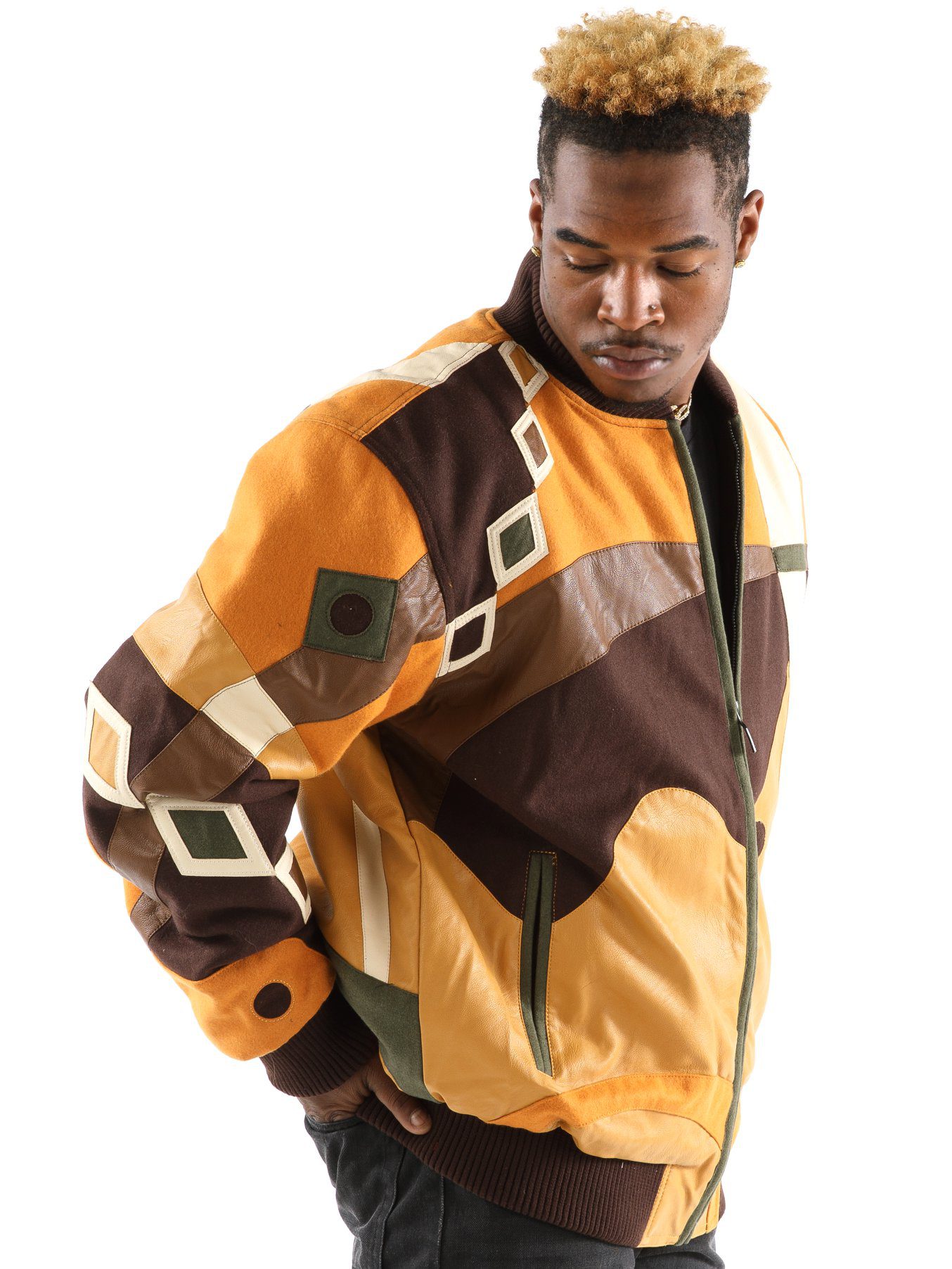 Pelle Pelle Yellow Abstract Bomber Jacket