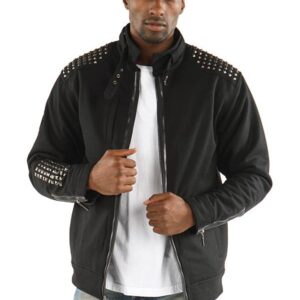Pelle Pelle Men Black Studded Wool Jacket