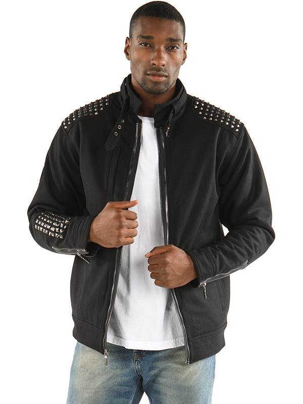 Pelle Pelle Men Black Studded Wool Jacket