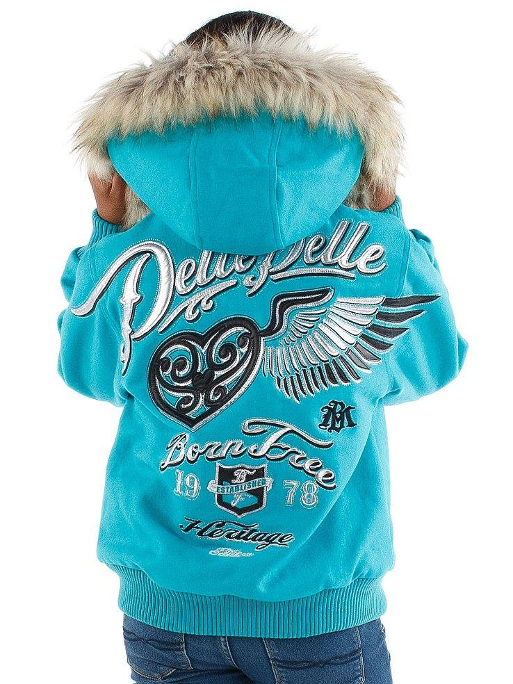 Pelle Pelle Girl Born Free Blue Hood Jacket