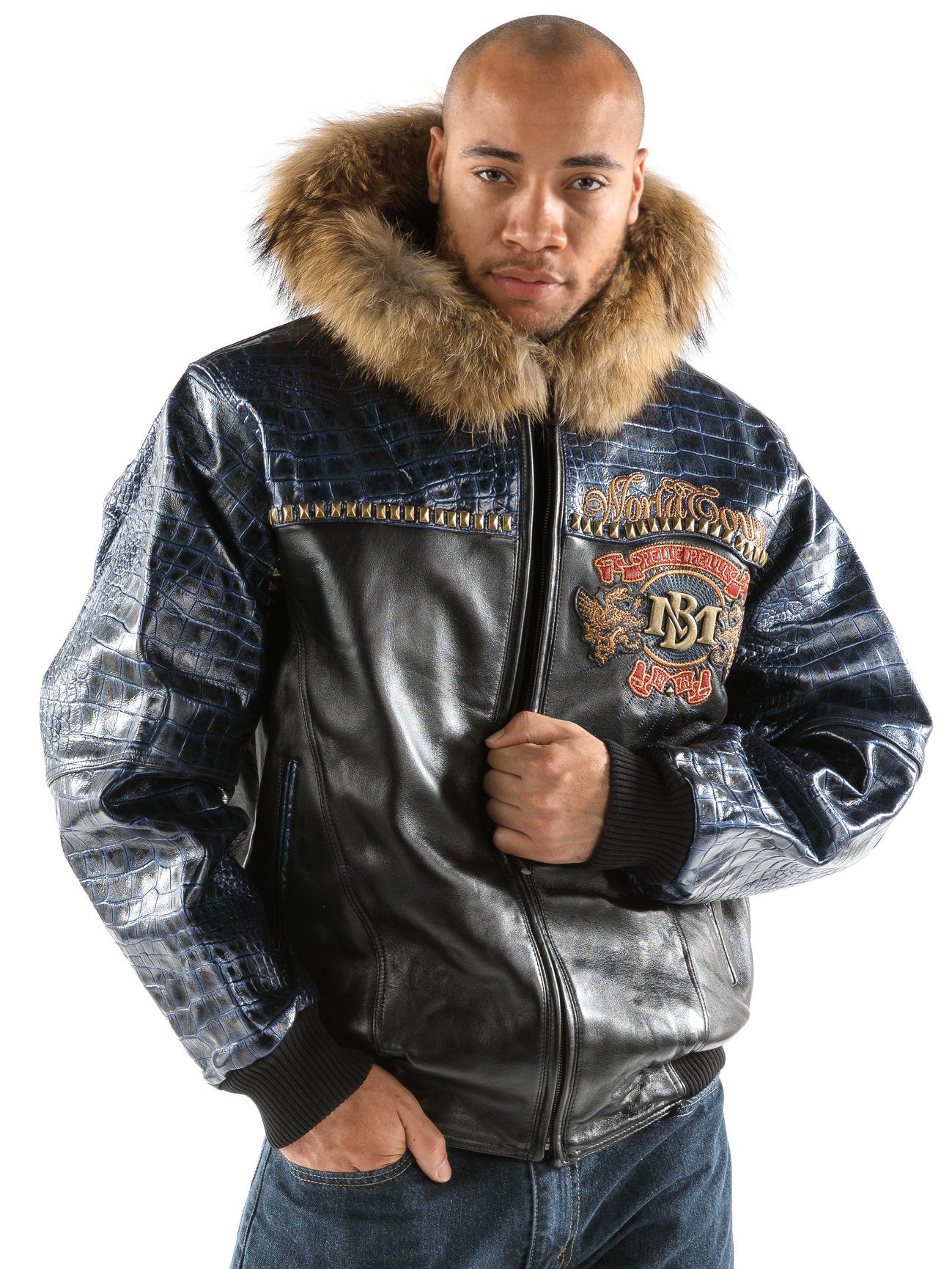 Pelle Pelle Black And Blue MB Leather Jacket