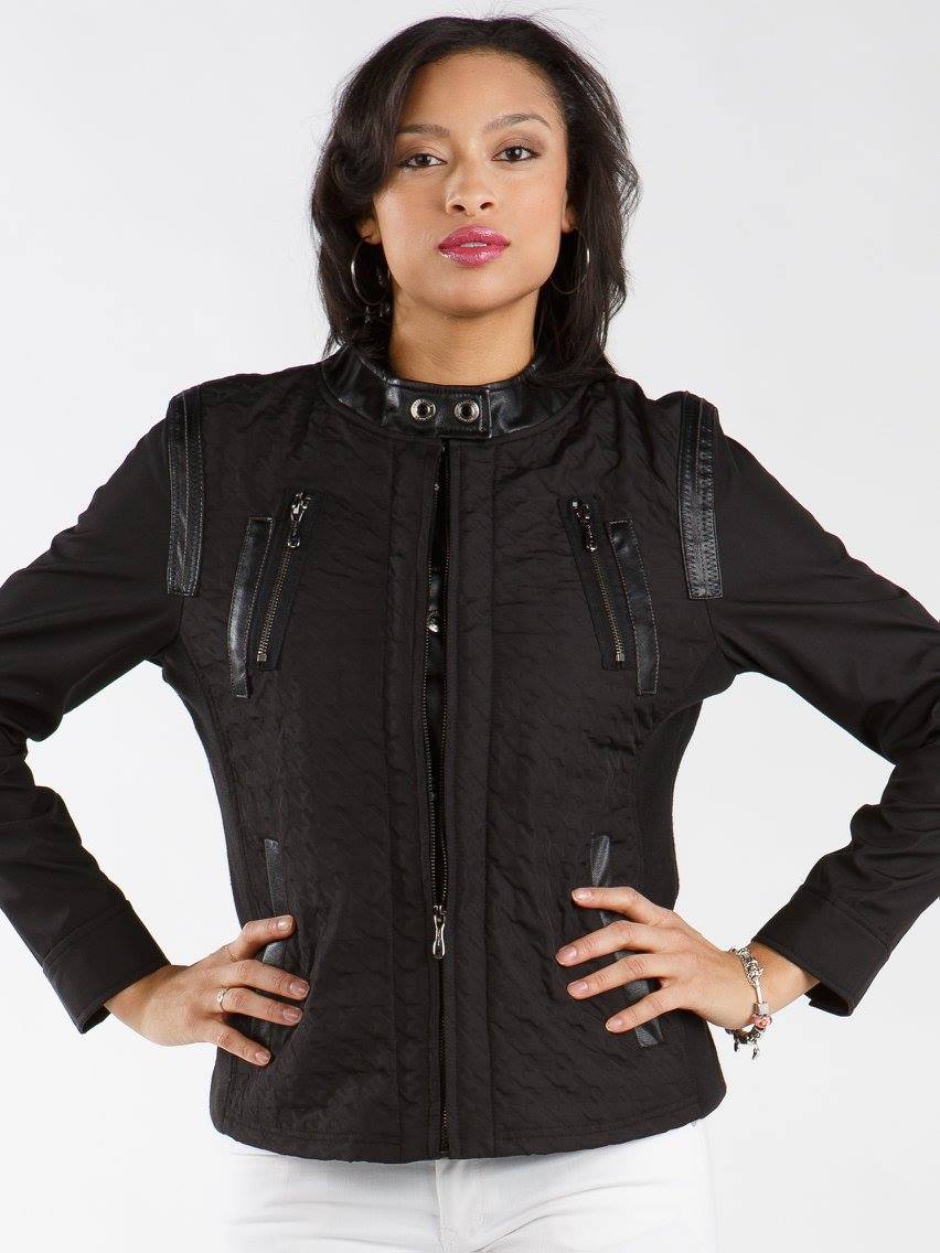 Pelle Pelle Houndstooth Black Biker Jacket