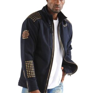 Pelle Pelle Men Navy Blue Stud Wool Jacket view 1