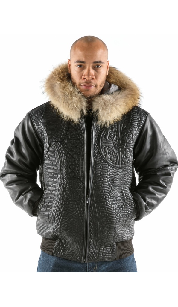 Pelle Pelle Black Encrusted Hooded Jacket