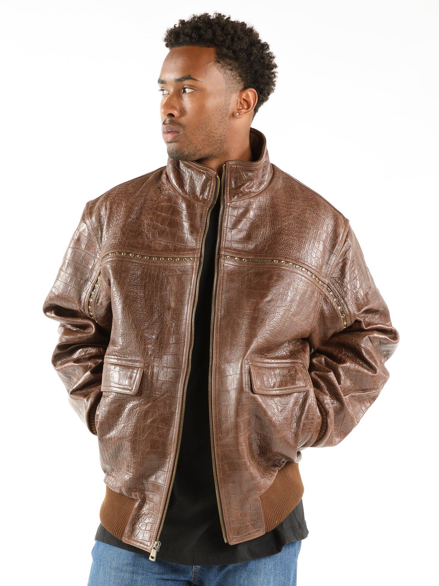 Pelle Pelle Crocodile Plain Leather Jacket