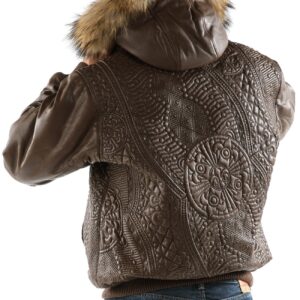 Brown Pelle Pelle Encrusted Hooded Jacket view 2