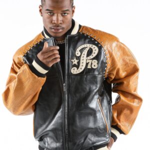 Premium Brown Pelle Pelle Leather Varsity Jacket view 2