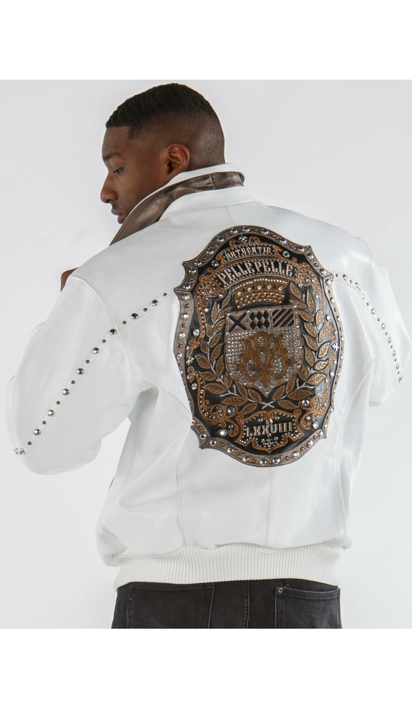 Royal Pelle Pelle Luxury White Stud Jacket