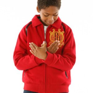 Pelle Pelle Kids Red Wool Zipper Jacket