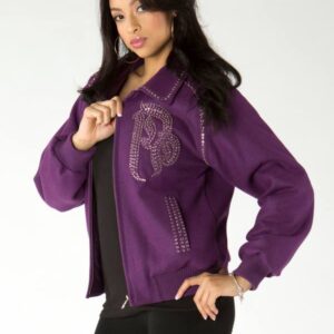 Women Pelle Pelle Purple Studded Wool Jacket