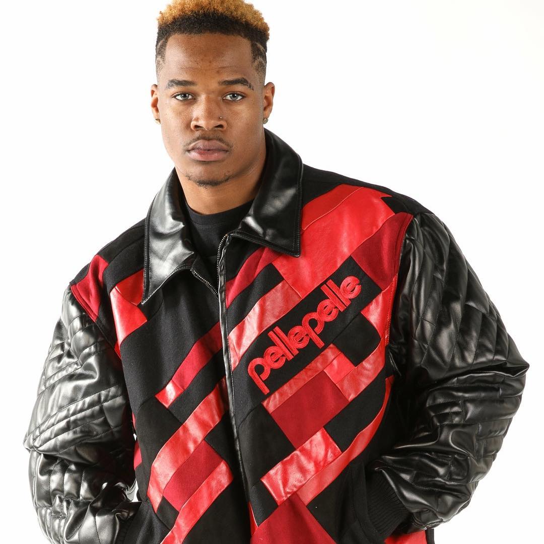 Pelle Pelle Red Black Wool Leather Jacket