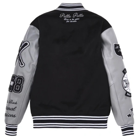 Pelle Pelle Black Grey Wool Varsity Jacket