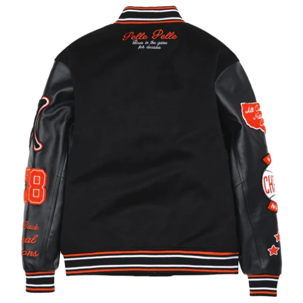 Pelle Pelle Orange Black Varsity Jacket