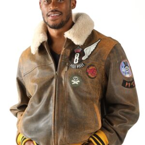 Pelle Pelle Brown Aviator Fur Collar Jacket