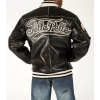 Pelle Pelle Black Men Leather Varsity Jacket