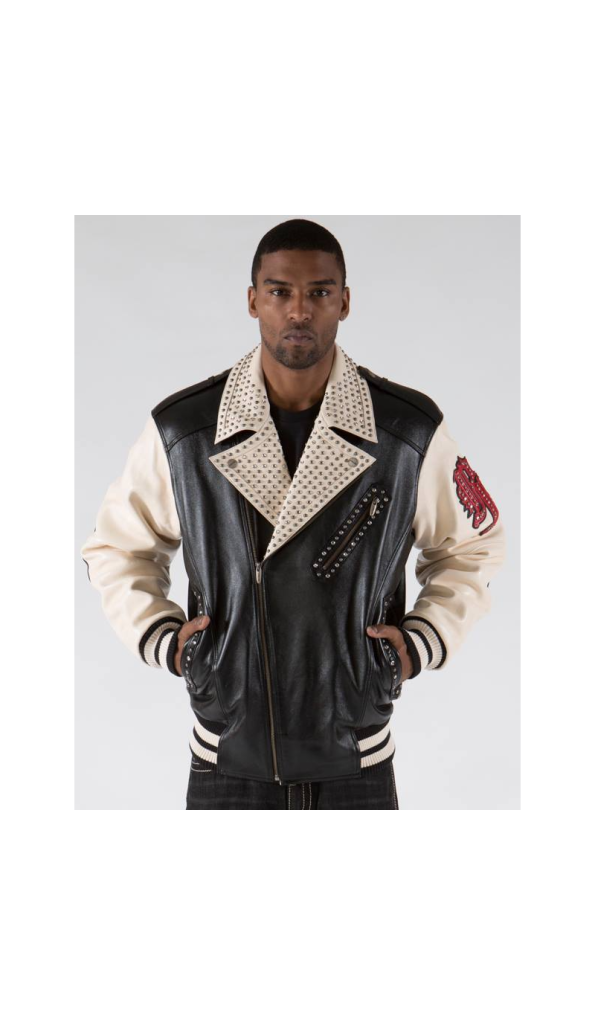 Pelle Pelle Biker Plush Cream Studded Jacket