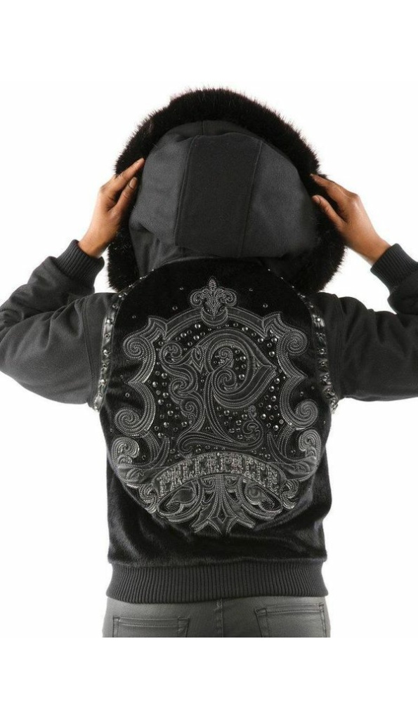 Pelle Pelle Ladies Winged Black Hood Jacket