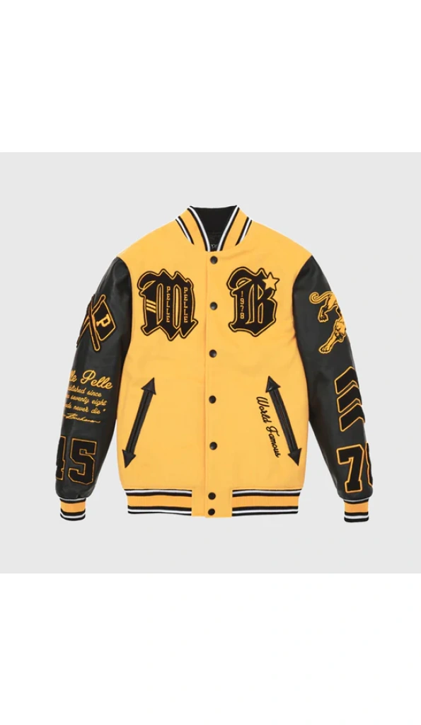 Pelle Pelle Yellow Black Varsity Wool Jacket