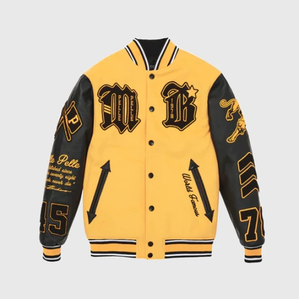 Pelle Pelle Yellow Black Varsity Wool Jacket