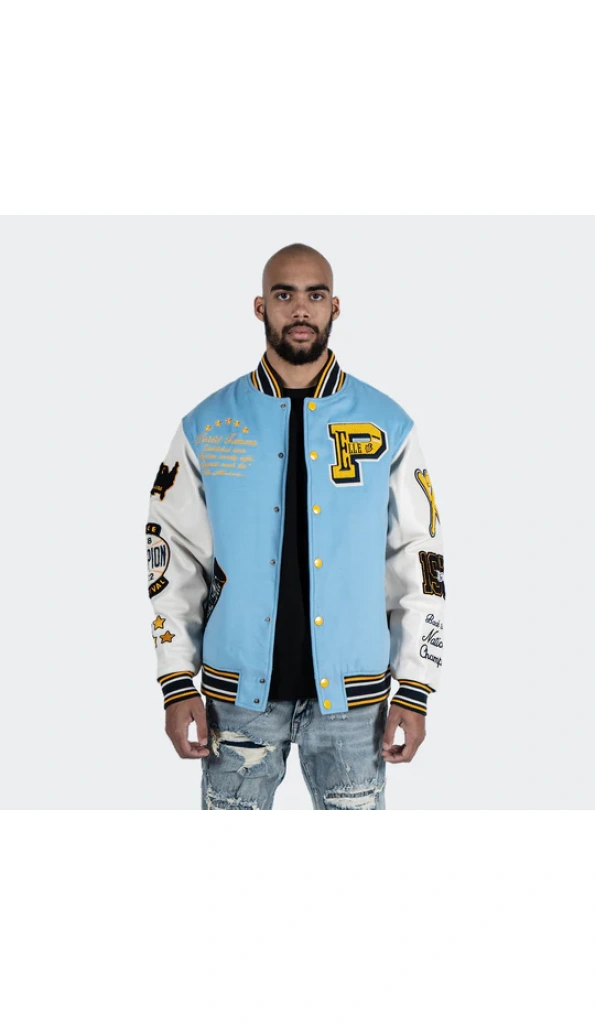 Pelle Pelle Light Blue Varsity Wool Jacket
