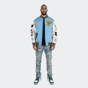 Pelle Pelle Light Blue Varsity Wool Jacket view 5