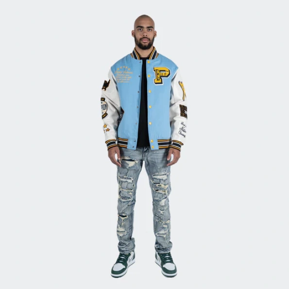 Pelle Pelle Light Blue Varsity Wool Jacket