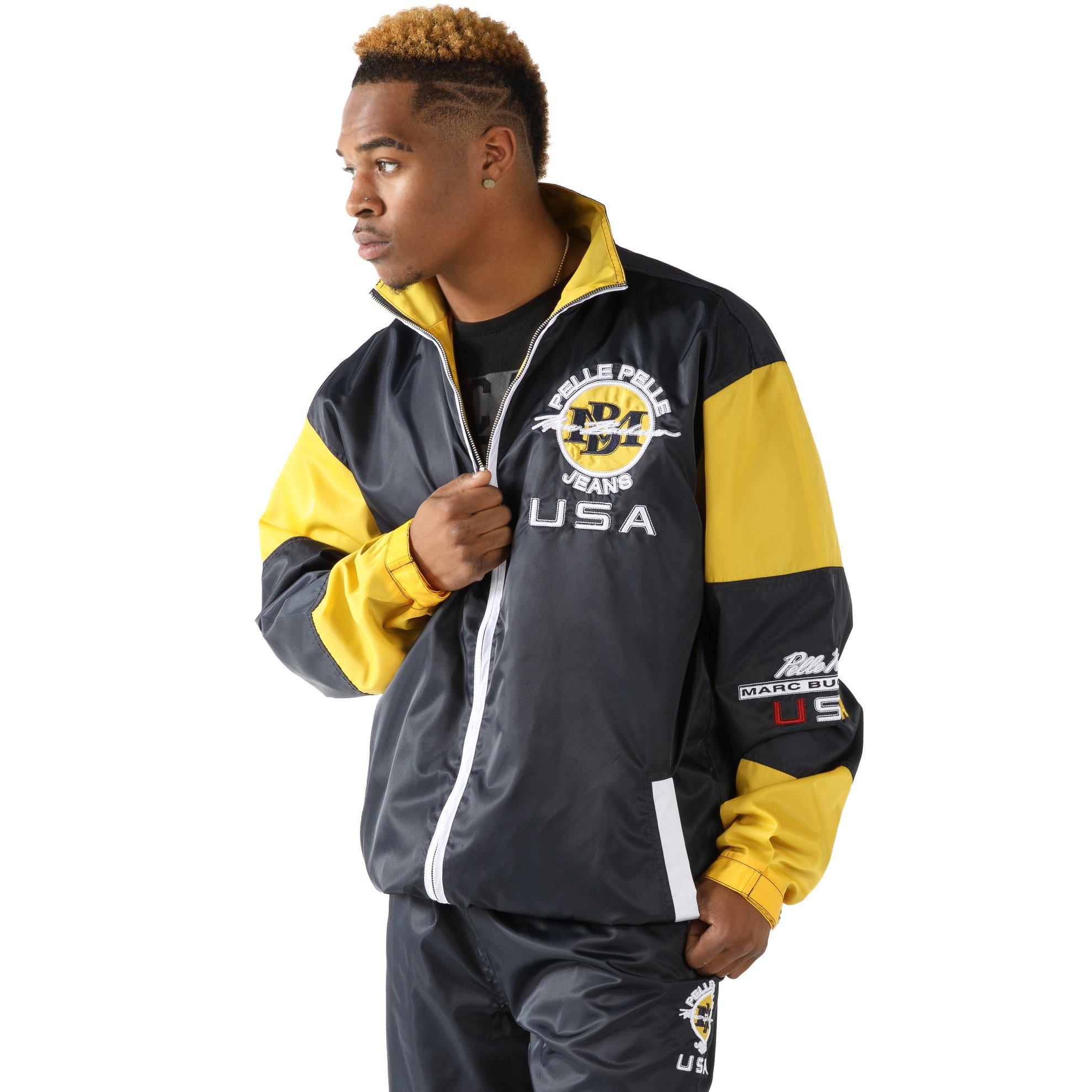 Pelle Pelle Yellow Black Nylon USA Tracksuit