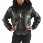 Pelle Pelle Women Black Encrusted Stud Jacket