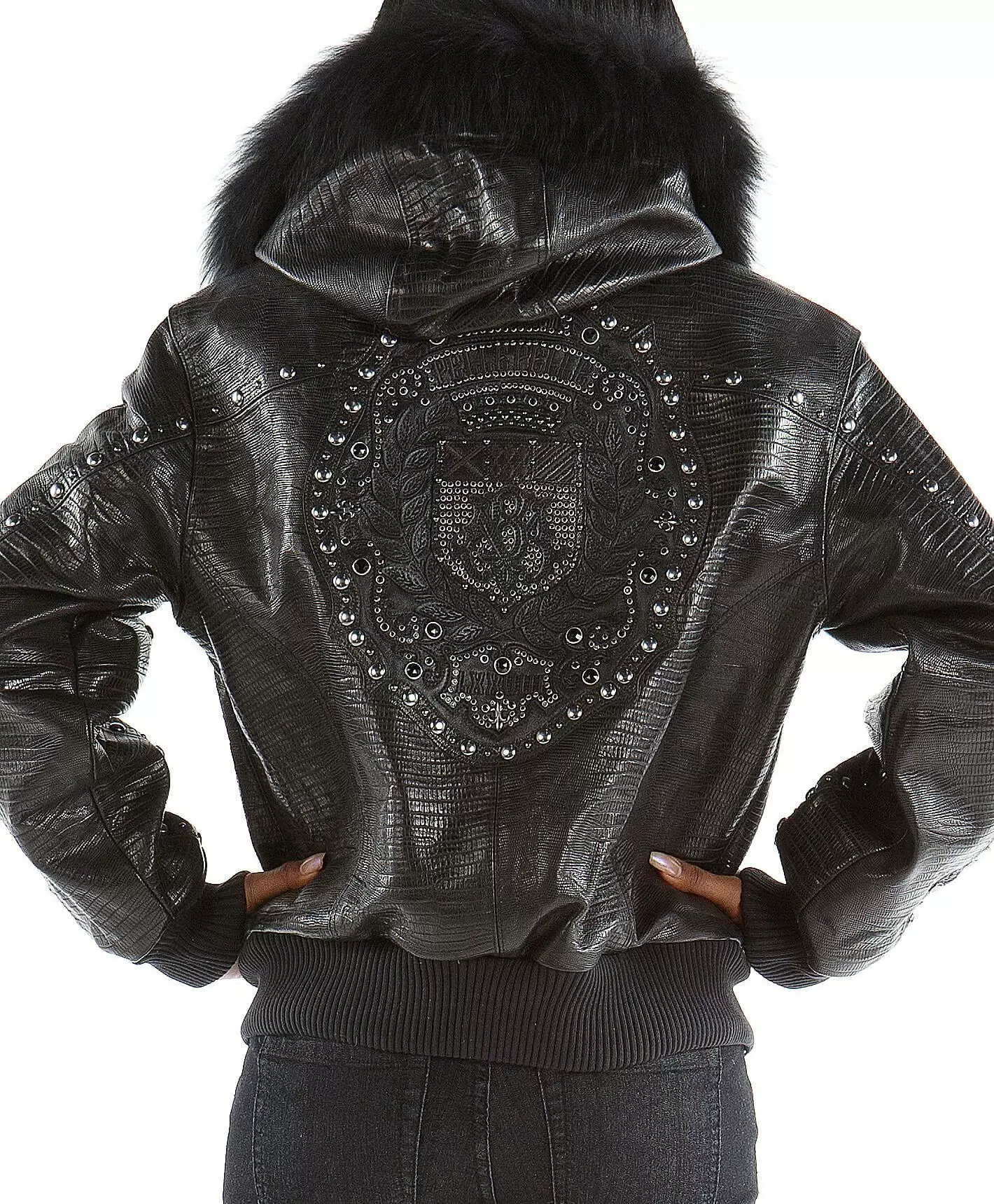 Pelle Pelle Women Black Encrusted Stud Jacket view 2