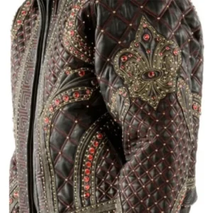 Pelle Pelle Burgundy Rust Burnish Stud Jacket view 2