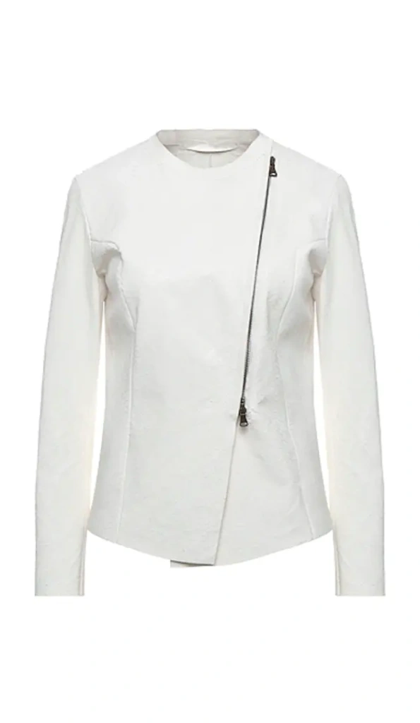Pelle Pelle White Ovine Leather Biker Jacket