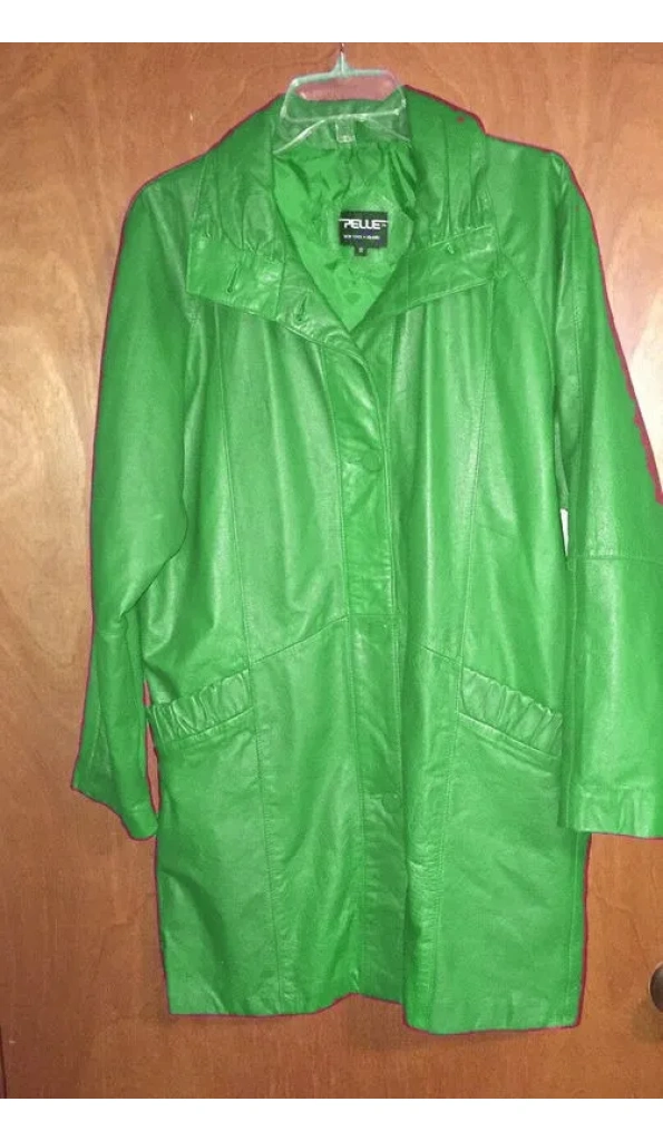 Pelle Pelle Green Long Women Leather Coat