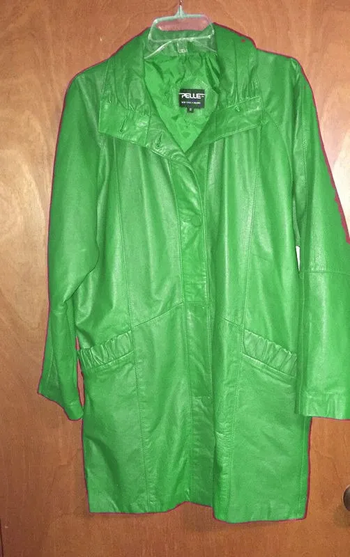 Pelle Pelle Green Long Women Leather Coat