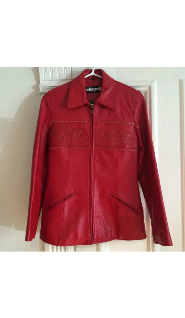Women Pelle Pelle Red Leather Long Coat