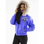 Pelle Pelle Light Purple Fur Hood Women Jacket