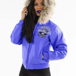 Pelle Pelle Light Purple Fur Hood Women Jacket
