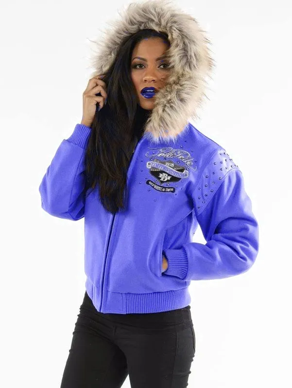 Pelle Pelle Light Purple Fur Hood Women Jacket