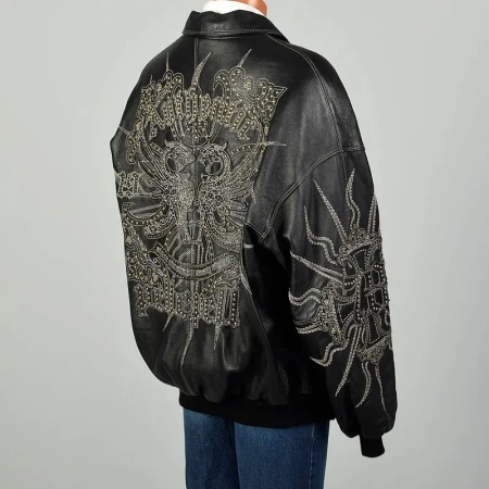 Pelle Pelle Black Encrusted Leather Jacket