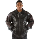 Pelle Pelle Black Red Crocodile Stud Jacket