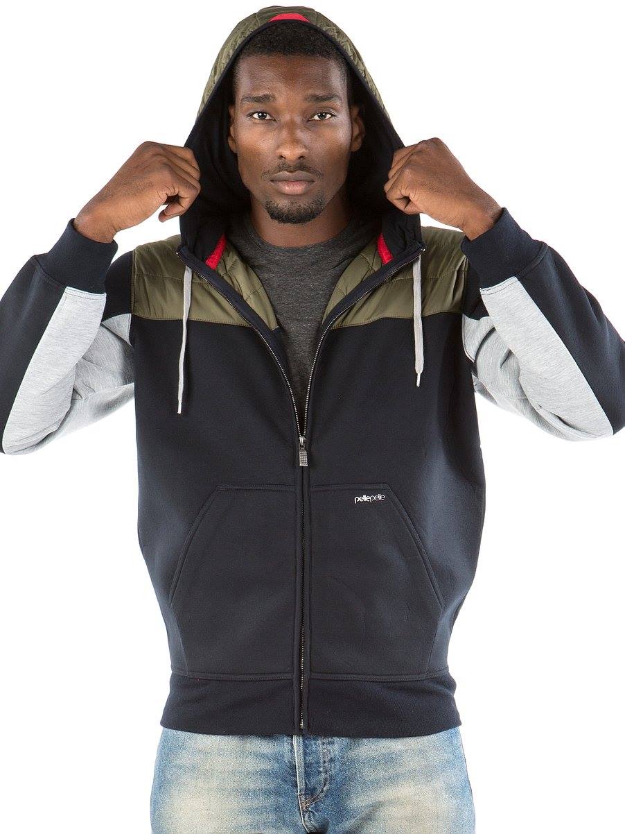 Pelle Pelle Black Green Woolen Hood Jacket