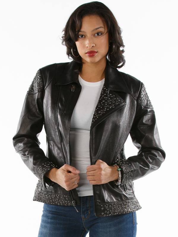 Pelle Pelle Women Black Leather Stud Jacket