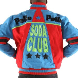 Soda Club Pelle Pelle Red Blue Varsity Wool Jacket