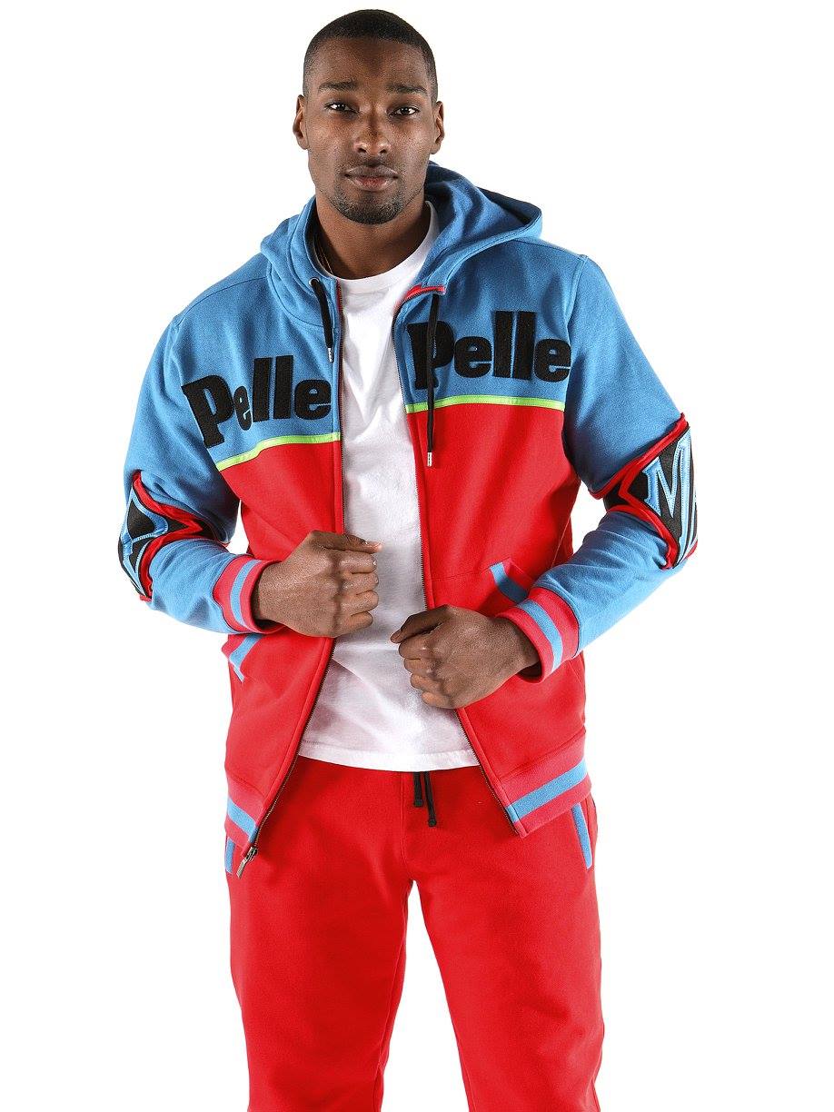 Pelle Pelle Red Blue Varsity Wool Tracksuit