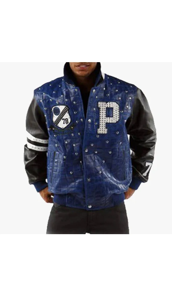 Bold Pelle Pelle Dark Blue Crocodile Leather Jacket