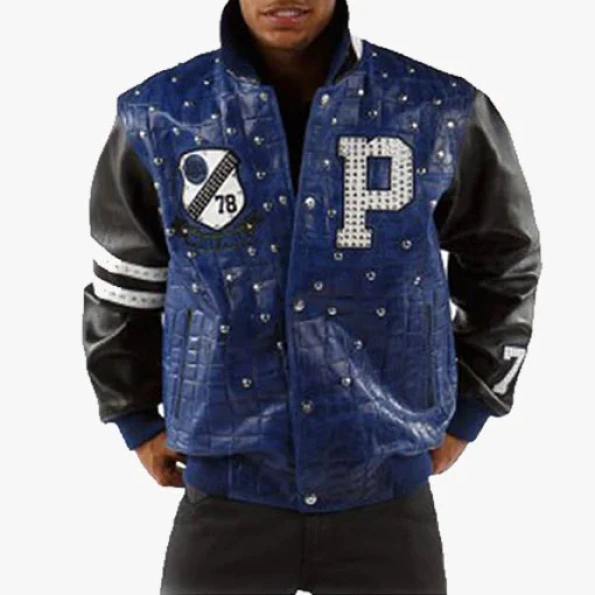 Pelle Pelle Dark Blue Crocodile Leather Jacket