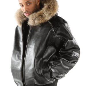 Pelle Pelle Fur Hood Genuine Leather Jacket