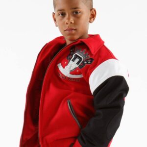 Kids Pelle Pelle King Red Zipper Wool Jacket